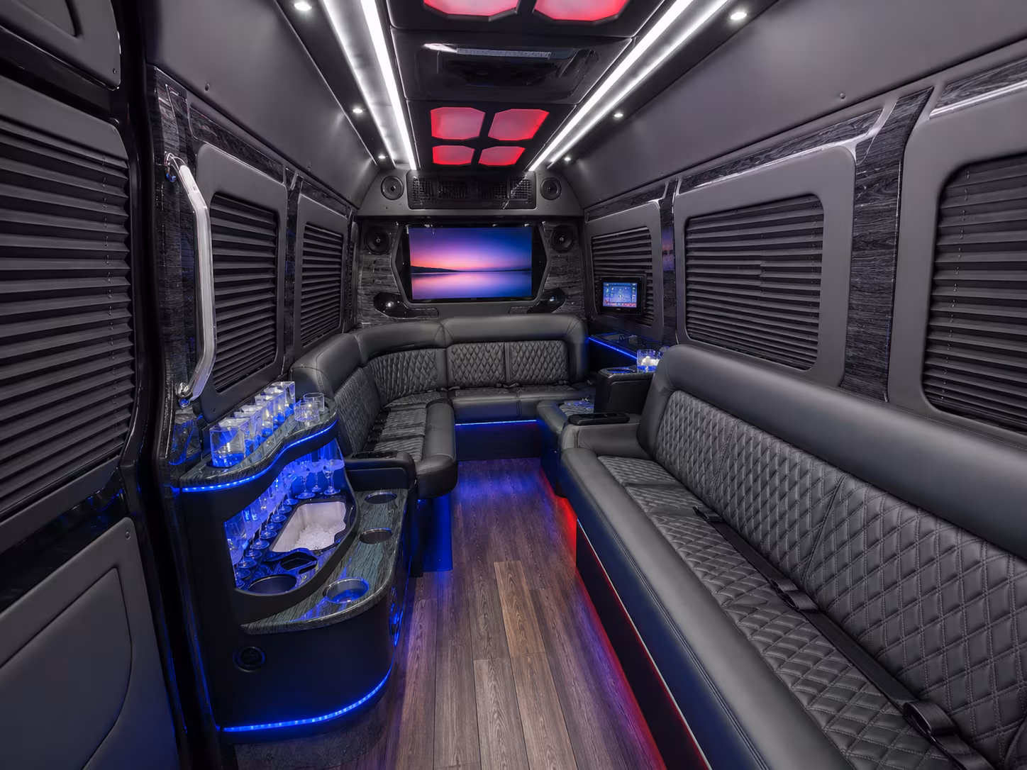 whittier 40 passenger party bus interior